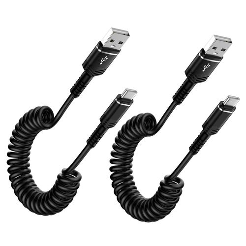 KALANKA-Lot de 2 cbles spirals USB C 0,4 m  1,8 m - Cble USB vers USB C