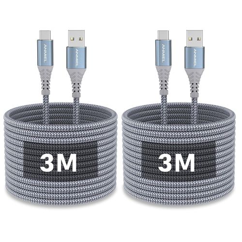 KALANKA-Lot de 2 cbles USB C 3 m - Charge rapide de type C