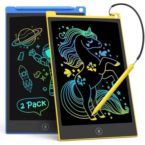 KALANKA-Lot de 2 tablettes d'criture LCD de 25,4 cm, Tableau  gribouiller color pour Enfants, Bloc de Dessin effaable et rutilisable, Outil d'apprentissage pour garons et Filles de 3  6 An (Bl