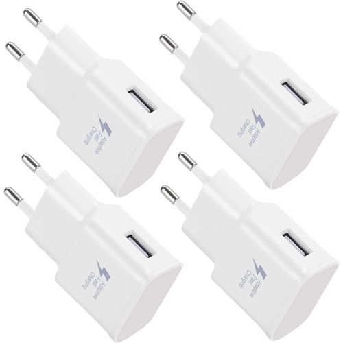 Kalanka-Lot De 4 Chargeur Usb Prise De Chargeur D'alimentation Usb Chargeur Rapide Universel Pour Iphone 13/12/11/X 8/7/6, Samsung Galaxy S22 S21 S20 S10 S9 S8 S7/Edge/Plus/Active, A03 A13 A14 Note 5