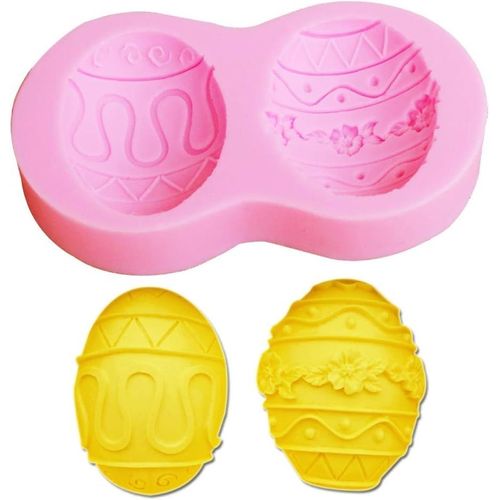 Kalanka-Moule En Silicone Alimentaire 2 Demi-?Ufs De Pques Dcorations Pte  Sucre Fondants Gteaux Muffins Pancakes Accessoire Pascal Cuisine Douce
