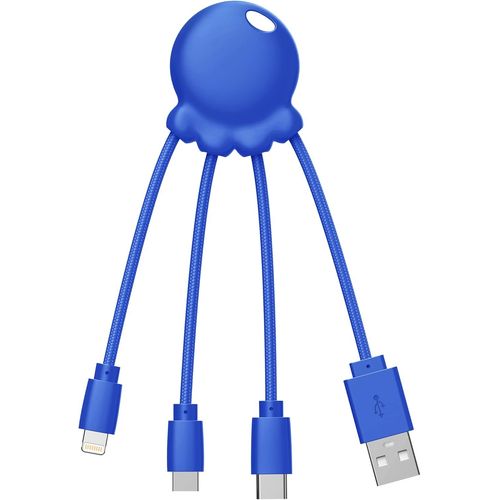 Kalanka-Octopus - Cble Multi Usb 4 En 1 En Forme De Pieuvre - Chargeur Universel En Plastique Recycl - Prise Usb-C, Lightning, Usb-A, Micro Usb Pour Smartphone - Bleu