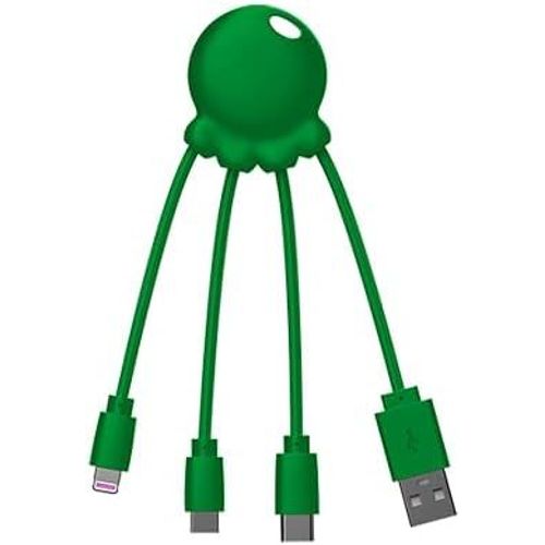 Kalanka-Octopus - Cble Multi Usb 4 En 1 En Forme De Pieuvre - Chargeur Universel En Plastique Recycl - Prise Usb-C, Lightning, Usb-A, Micro Usb Pour Smartphone - Vert