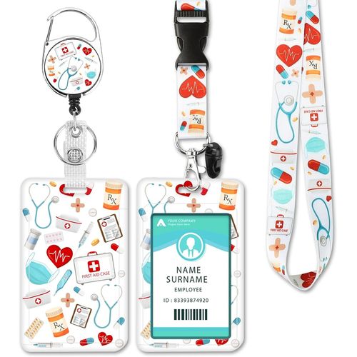 Kalanka-Porte Badge Infirmiere, Porte Badge De Carte D'identification Avec Cordon Tour De Cou Pour Pour Cls, Carte D'tudiants, Carte Bus (Nurse White)