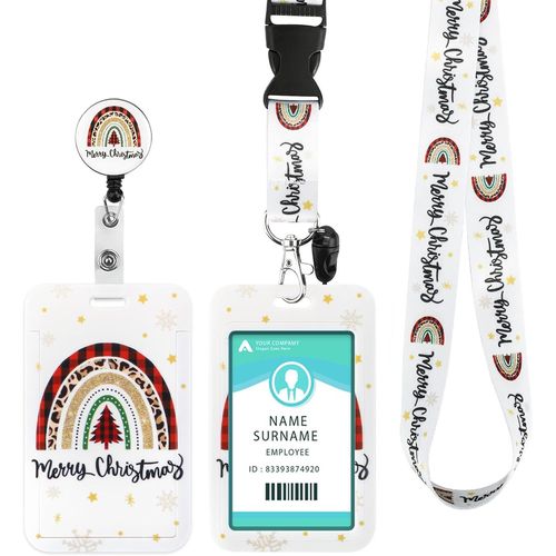 Kalanka-Porte Badge Tour De Cou Porte Cl Avec Swivel Lobster Clasp, Porte Badge D'identification Avec Cordon Tour De Cou, Pour Cls, Carte D'tudiants, Carte Bus (Christmas Tree)