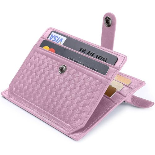 Kalanka- Porte Cartes De Crdit, Rose Bifold Portefeuille Cuir Vritable, Rfid Nfc Blocage Avec Poche  Monnaie Avec Bouton Couvert Pour Femmes