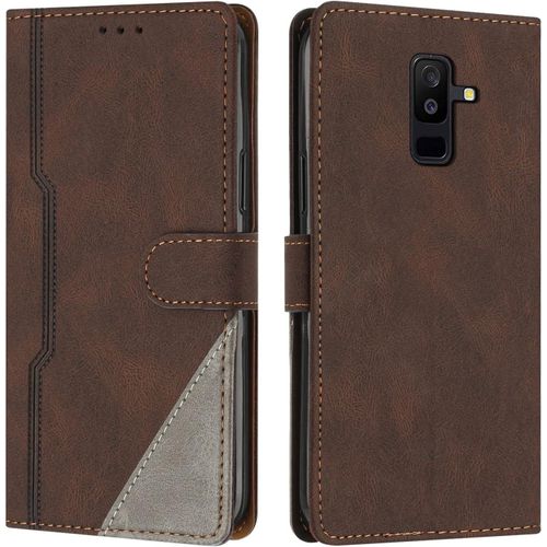 Kalanka-Radoo Coque Pour Samsung Galaxy A6+ 2018 / A6 Plus 2018, Housse Etui Portefeuille Cuir Multifonction, Fermeture Magntique  Clapet [Fonction Support] Flip Compatible Avec Samsung A6+ 2018 (M