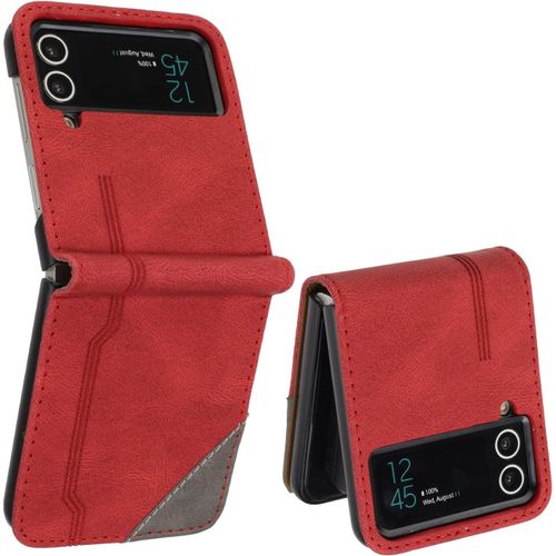 Kalanka-Radoo Coque Pour Samsung Galaxy Z Flip 3, Housse Etui Cuir Multifonction, Fermeture Magntique  Clapet Anti-Choc [Fonction Support] Flip Case Compatible Avec Samsung Galaxy Z Flip 3 (Rouge)