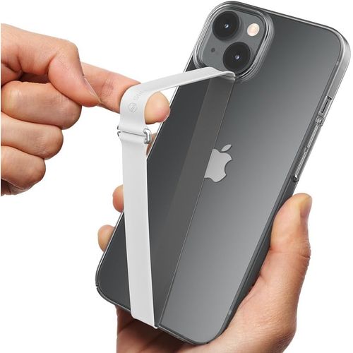 Kalanka-Reusable Stretching Phone Strap, Silicone Cell Phone Grip Holder With Clip For Iphone Case Secure & Slim Smart Phone Holder For Hand. Sinji Loop Clip 200, Blanc