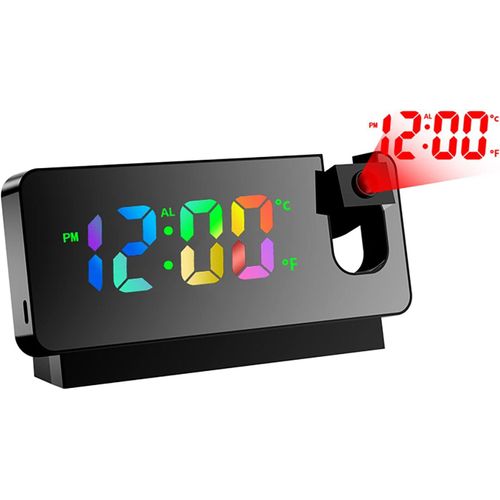 KALANKA-Reveil Projecteur Plafond, Rveil Miroir avec cran LED, Rveil Projection avec Temprature, Snooze, Mode Nuit, Luminosit Rglable, Horloge Numrique pour Chambre, Bureau