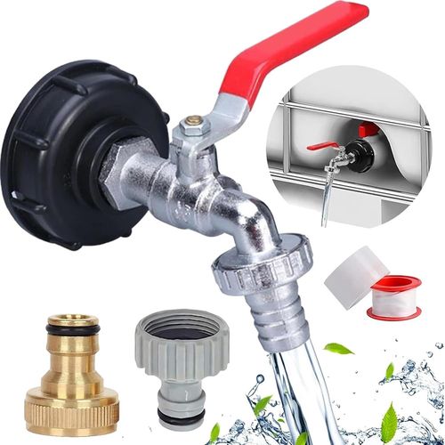 Kalanka-Robinet Cuve 1000l 1/2 Ibc Robinet De Jardin 1000 Litres Adaptateur De Rservoir De Vidange Ibc S60x6 Pour