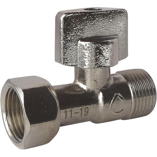 Kalanka-, Robinet De Wc 1/4 De Tour Droit Nickel M12/17 Avec crou Prisonnier 12/17, Finition Nickele, tanchit Par Joints Toriques, Pression Max 6 Bars, Eau Froide
