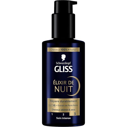 Kalanka-Schwarzkopf - Gliss - Elixir De Nuit - Repare Durablement - Haptiq System - Extrait De Perle Noire - Cheveux Abms & Secs - Cheveux 100% Plus Forts - Soin Intense - Sans Rinage - 100ml