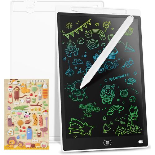 KALANKA-Tablette d'criture LCD colore de 10, tableau de dessin lectronique - Tableau graphique avec tableau de dessin effaable portable, cadeau pour enfants (blanc)