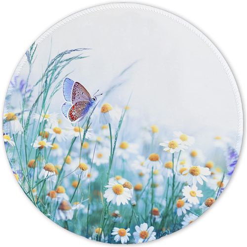 KALANKA-Tapis de Souris avec Bord Cousu, Tapis de Souris de qualit suprieure, textur, impermable, Base en Caoutchouc antidrapant, Accessoires de Bureau,Papillon Chrysanthme