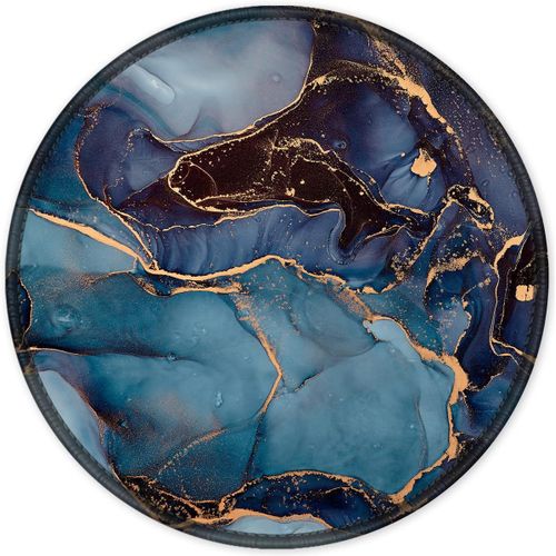 KALANKA-Tapis de Souris avec Bord Cousu, Tapis de Souris textur de qualit suprieure, Base en Caoutchouc antidrapant, Tapis de Souris Rond pour, PC, Bureau, Design Mignon, marbr Bleu et Noir
