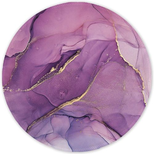 KALANKA-Tapis de Souris Rond, Mouse Pad pour Ordinateur PC Bureau Portable, tanche Surface Lisse, Base Antidrapante en Caoutchouc, avec Bord Cousu, Marbr Violet Clair