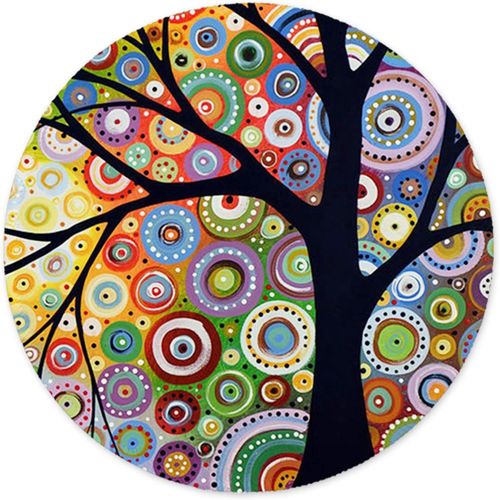 KALANKA-Tapis de Souris Rond, Tapis Souris pour Ordinateur PC Bureau Portable, tanche Surface Lisse, Base Antidrapante en Caoutchouc, avec Bord Cousu, Arbre de la Vie