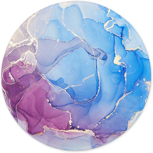 KALANKA-Tapis de Souris Rond, Tapis Souris pour Ordinateur PC Bureau Portable, tanche Surface Lisse, Base Antidrapante en Caoutchouc, avec Bord Cousu, Marbre d'art Bleu Moderne