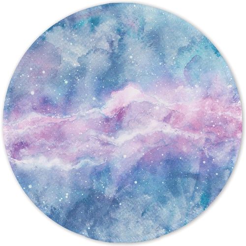 KALANKA-Tapis de Souris Rond, Tapis Souris pour Ordinateur PC Bureau Portable, tanche Surface Lisse, Base Antidrapante en Caoutchouc, avec Bord Cousu, Marbre ray Violet
