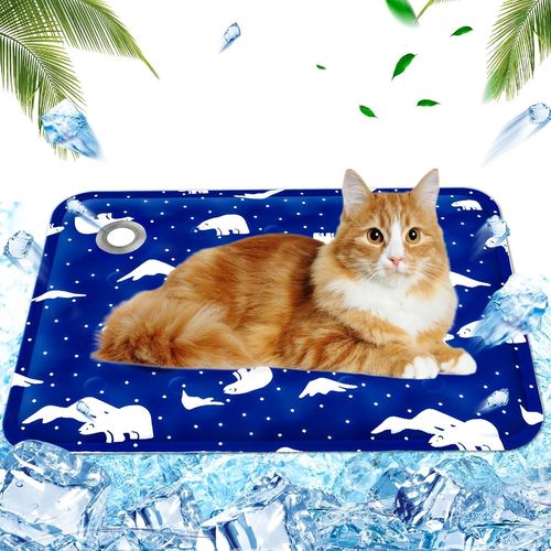 Kalanka-Tapis Rafrachissant Pour Chien Et Chat, Coussin Rafraichissant Pour Chien Injection D'eau, Coussin Auto-Refroidissant, Pour Les Chaudes Journes D't, 40 X 50 Cm, M, Ours Polaire Bleu Royal