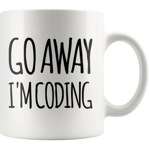 Kalanka-Tasse  Caf En Cramique Avec Inscription  Go Away I'm Coding  - Cadeau De Programmation Informatique - Pour tudiant, Remise De Diplme, Anniversaire, Saint-Valentin, Nol - Blanc - 325 M