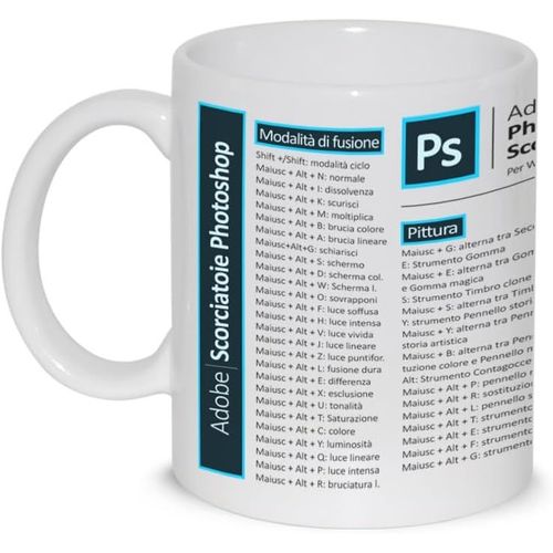 Kalanka-Tasse Petit Djeuner Latte Th Mug Relax Avec Graphique - Raccourcis Shortcuts Pour Photoshop Windows Ita Programme Graphique Vido - Ide Cadeau Anniversaire Nol Lien Travail Amis