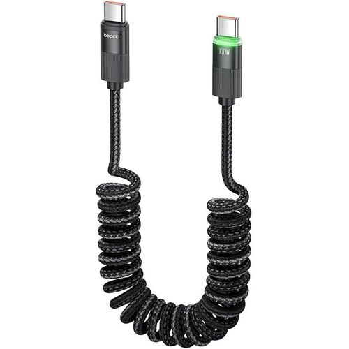 KALANKA-TOOCKI - 100W Expandable USB-C to USB-C Cable, 40cm to 1.1m, Durable Nylon Braided USB Charging Cable Compatible with iPhone 16 15 Plus Pro Max MacBook Pro iPad Galaxy S24 Plus Ultra S23 S22