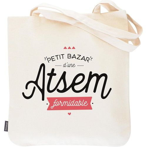 Kalanka-Totebag Atsem - Petit Bazar D'une Atsem Formidable - 100% Coton - Sac - Cabas - Cadeau De Fin D'anne - Cadeau Nol - Rentre Des Classes - Merci Atsem