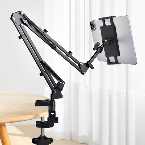 Kalanka-Trpied Tlphone, Suppoet De Tlphone Portable Trpied Rglable, Pied Telephone Portable Rotatif  360 Degrs, Support Telephone Lit Long Bras Pour Diffusion En Direct, Enregistrement Vido