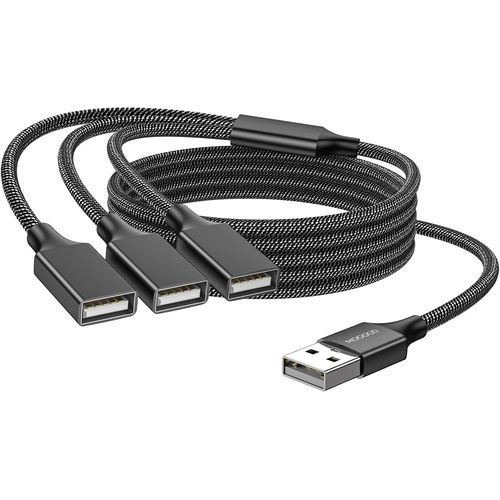 KALANKA-USB 3 cble de sparateur de Port, USB Type B Splitter 1 mle  3 Femelle Adaptateur USB 2.0 Cble d'alimentation Extension Hub pour la Charge/Transfert de donnes/Ordinateur Portable/Mac