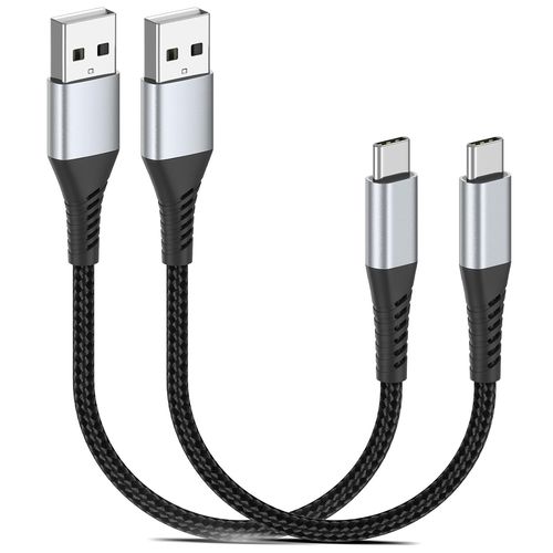 KALANKA-USB C Cable, 20cm Short Type C Cable, USB A to USB C Cable, Fast Charging Cable for Samsung Galaxy S21 S20 S10 S9 S8 Plus S10E Note 10 A20E A50 A40 M31 etc Nylon