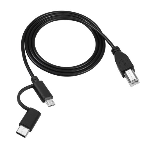 KALANKA-USB C Printer Cable 1 m, 2-in-1 Designed, Micro USB to USB B Printer Cable, USB C to USB B Printer Cable for Phone, Computer, Scanner, Electric Keyedges, Digital Piano, and etc.