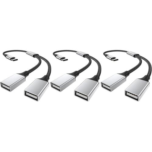 KALANKA-USB C Splitter Type c to Dual USB A Female Adapter Type C to Dual USB A Double USB 2.0 Adapter Double USB 2.0 OTG Splitter Cord Converter for MacBook Pro, Google Pixel, Galaxy S20 S22 S9 / No