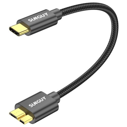 KALANKA-USB C to Micro B Cable, 0.3 m 10Gbps USB 3.1 External Hard Drive Cable USB C Compatible with Toshiba, Seagate, WD, Hard Disk, Galaxy S5 Note 3, HDD etc. - Black