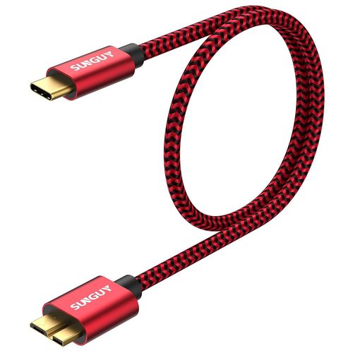 KALANKA-USB C to Micro B Cable, 0.5 m 10Gbps USB 3.1 External Hard Drive Cable USB C for Hard Disk Compatible with Toshiba, Seagate, WD, Galaxy S5 Note 3, HDD etc. Red