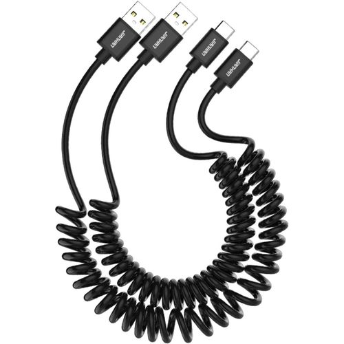 KALANKA-USB Type C Coiled Cable USB 2.0 3A Type C Connector Ultra Resistant, Quick Charge for Samsung S10 S9 S8 Plus, Huawei P20/Mate 20, Honor 10, OnePlus 6T, Xiaomi MI A1, Sony Xperia, HTC, Switch