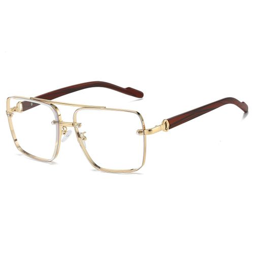 Kammpt Mode Rtro Carr Mtal Nuances Femmes Marque Conception Conduite Lunettes De Soleil Double Pont Pilote Lunettes De Soleil - Type Trans Lens-Golden Frame #A