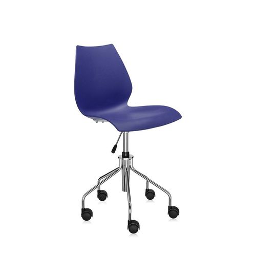 Kartell Chaise  Roulettes Maui (Bleu Marine - Polypropylne Color Dans La Masse / Acier Chrom)