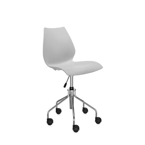 Kartell Chaise  Roulettes Maui (Gris Clair - Polypropylne Color Dans La Masse / Acier Chrom)