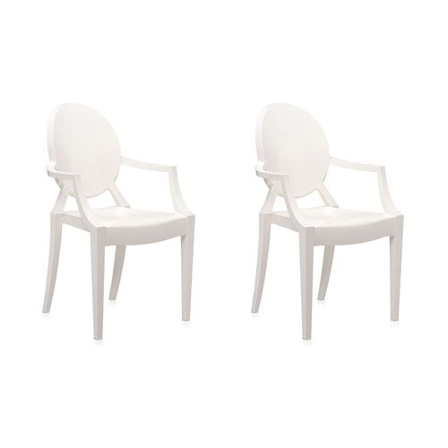 Kartell Set De 2 Chaises Louis Ghost (Blanc Brillant - Polycarbonate 2.0  Partir De Matire Premire Renouvelable)