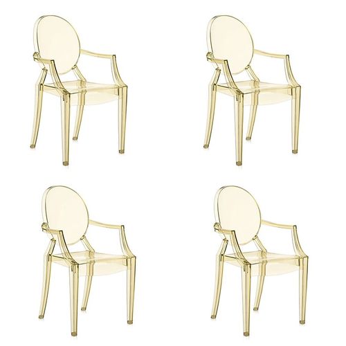 KARTELL set de 4 chaises LOUIS GHOST (Jaune Polycarbonate 2.0 à