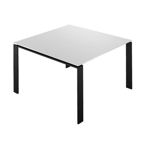 Kartell Table Four Soft Touch 128x128xh72 Cm (Plateau Blanc - Pieds Noir - Plateau En Lamin Soft Touch Anti-Rayures Et Pieds En Acier Verni)