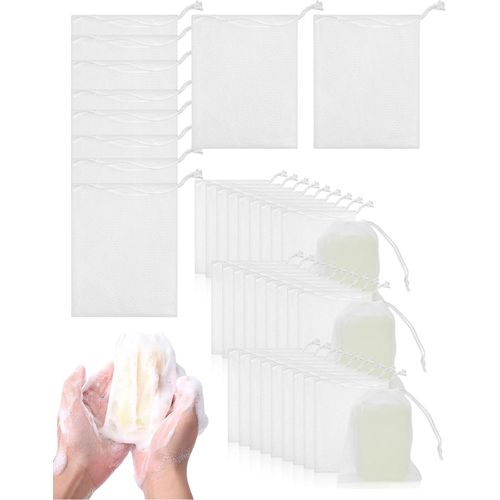Kathlelxh-50pcs Sacs  Savon, Bain, ponges  Savon, Filets  Savon, Filets De Douche, Soins Du Corps,Sacs  Savon Exfoliants Sacs  Savon En Maille De Nettoyage En Nylon Avec Filet  Mous[H608]