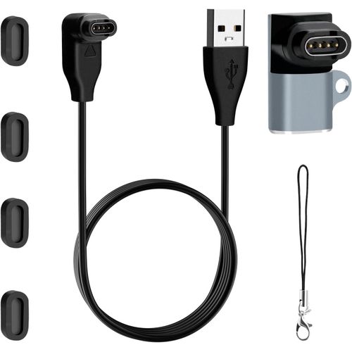 Kathlelxh-Adaptateur De Chargeur De Montre Usb C Type C Avec Cble De Charge, Incluant 4 Bouchons Anti-Poussire Et 1 Dragonne, Compatible Avec Garmin Fenix 7/7s/7x/6/6x/6s Et Autres[H1637]