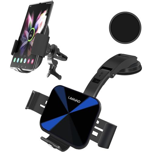 Kathlelxh-Chargeur De Voiture Sans Fil Rapide  Double Bobine, Support De Tlphone Intelligent Qi 15 W Pour Grille D'aration Et Tableau De Bord, Compatible Avec Galaxy Z Fold 5/4/3/Fold 2/[H1626]