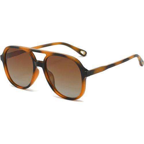 Kathlelxh-Lunettes De Soleil Rectangulaires Rtro Polarises 70 - Pour Femmes Hommes Pilotes Lunettes Carres Avec Protection Uv400 Lunettes Oversized  Double Pont Pour La Conduite  L'ext[H1102]