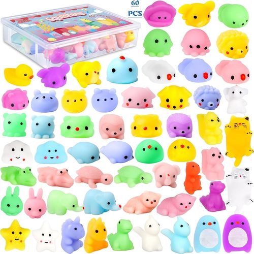 Kawaii Mochi Squishy, 60 PCS Mignon Animaux Jouet Soft Squeeze, Jouet Squishies Anti Stress Enfant, Soulager Le Stress Squee[3872]