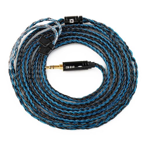 Kbear 200 Cm Cble Audio Jack 3,5 Mm Qdc 2Pin Cuivre-Argent Cble Iem Pour Kbear Storm/Kz Eda/ As16/ As16 Pro/Zex/Zex Pro/Dqs/Zax/Zas/Zar/Esx/Zna/Zvx/D-Fi (Qdc, 3,5 Mm, Noir-Bleu)[BLU622916]