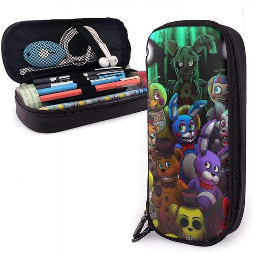 Kerota Fnaf-Freddy-World Trousse  Crayons Multifonction En Cuir Avec Fermeture clair Pour Poussette Noir Taille Unique
